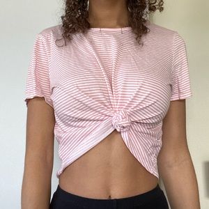 Pink striped crop top